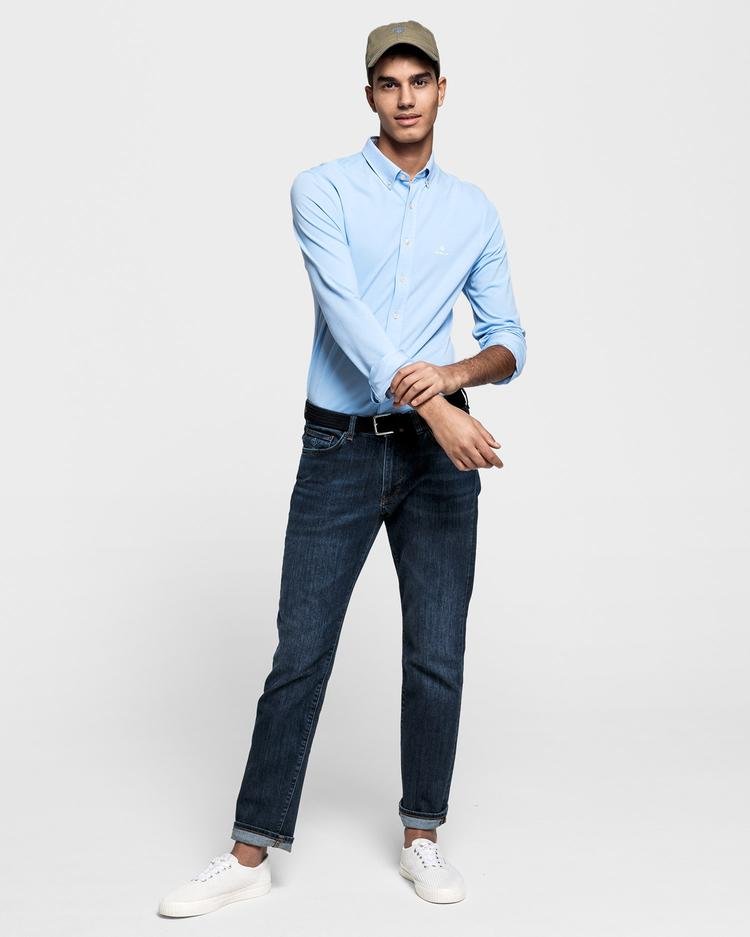 GANT Erkek Açık Mavi Slim Fit Tech Prep Pique Gömlek