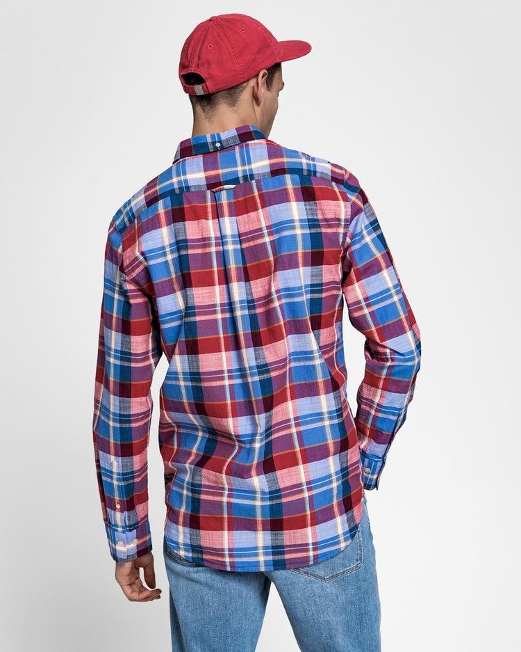 GANT Erkek Kırmızı Kareli Regular Fit Madras Gömlek