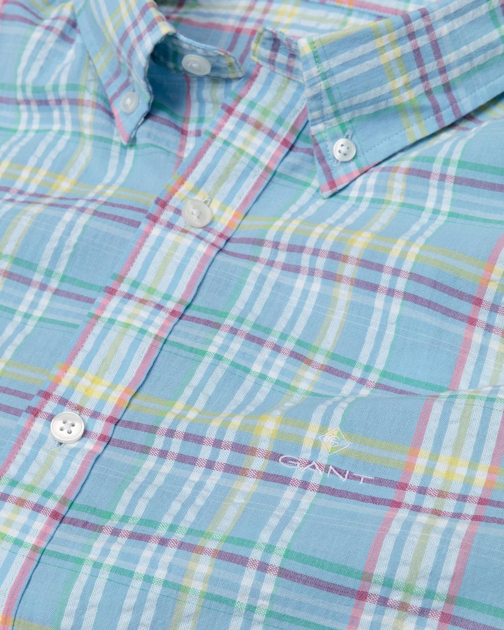 GANT Erkek Mavi Kareli Regular Fit Gömlek