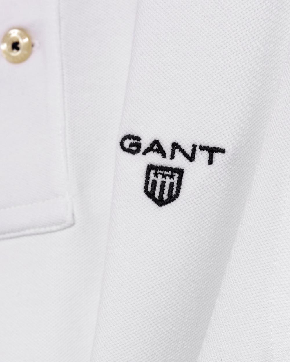 GANT Erkek Beyaz Kontrast Yaka Pique Rugger Polo