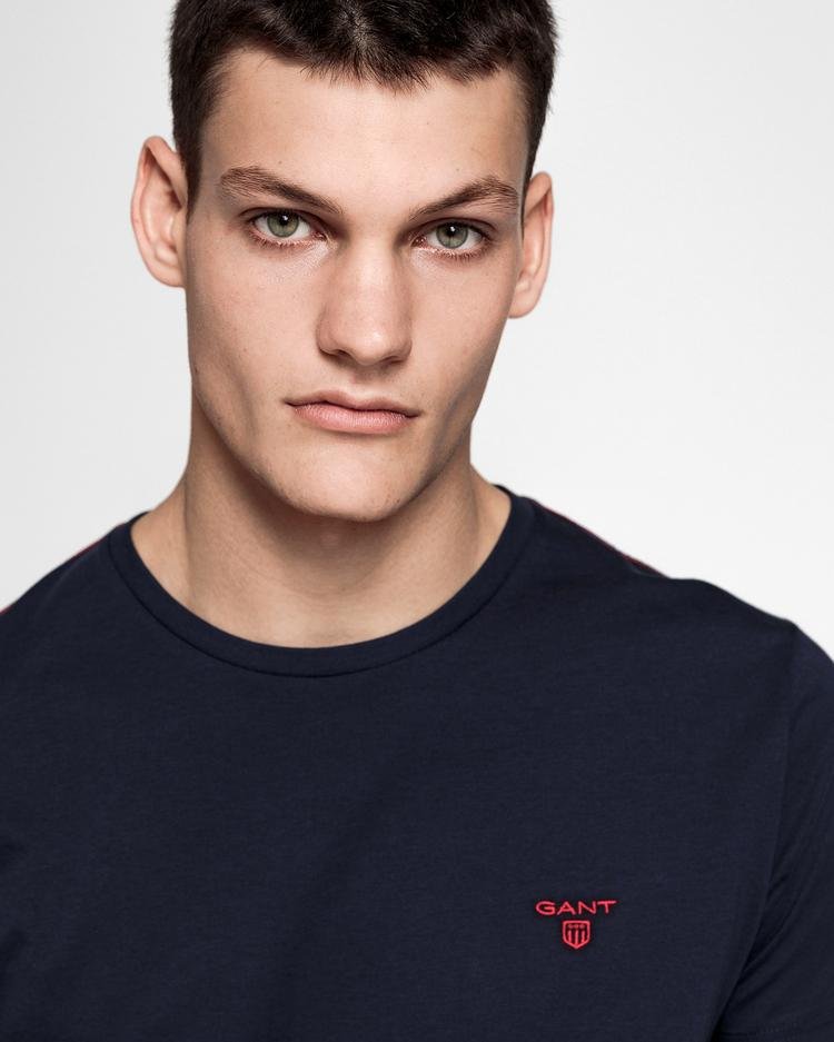 GANT Erkek Lacivert Kontrast Logo T-Shirt