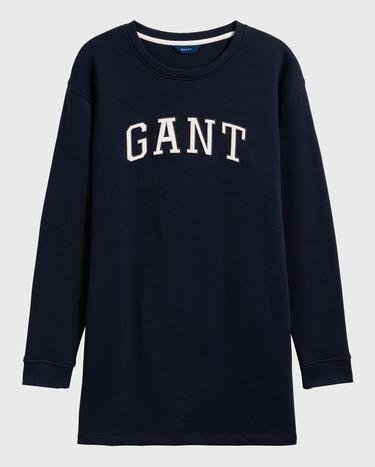 GANT Kadın Lacivert Logo Sweat Elbise