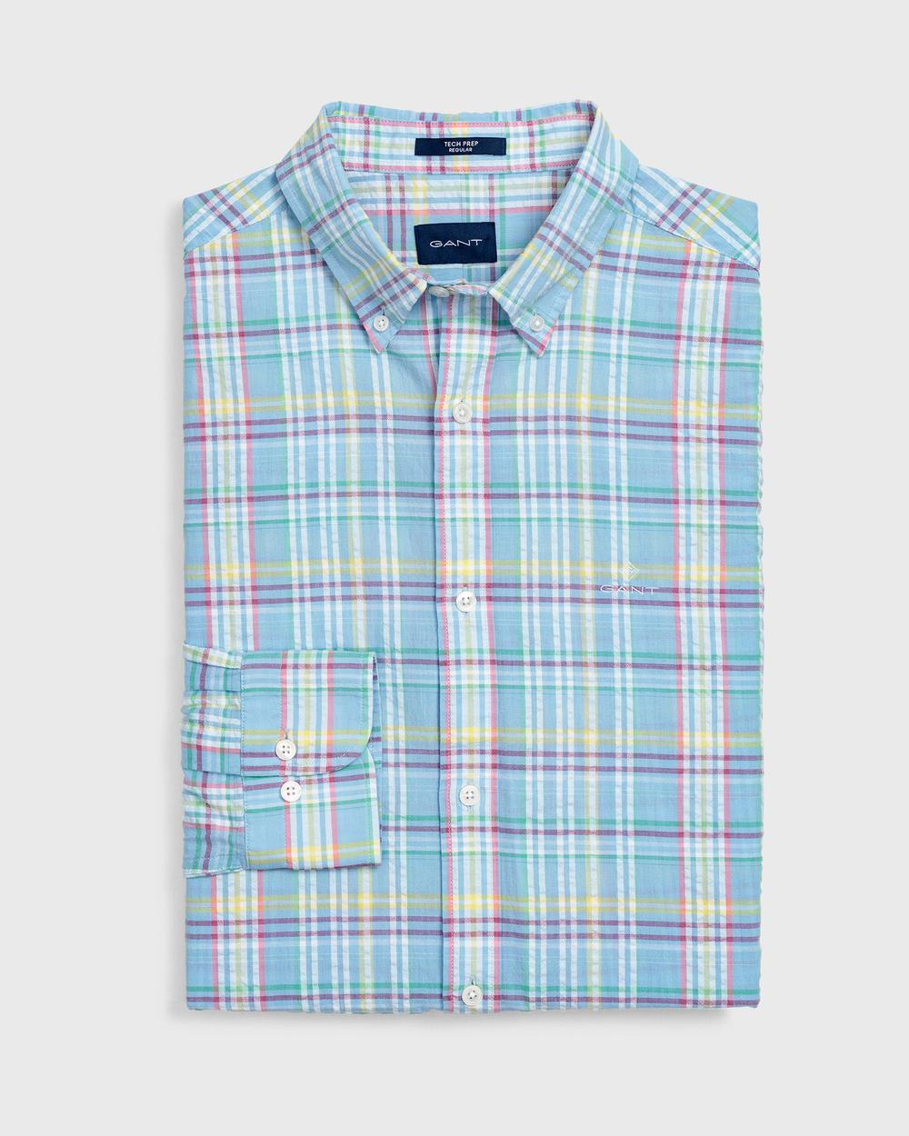 GANT Erkek Mavi Kareli Regular Fit Gömlek
