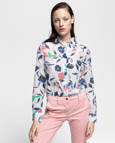 GANT Kadın Krem Floral Desenli İpek Gömlek