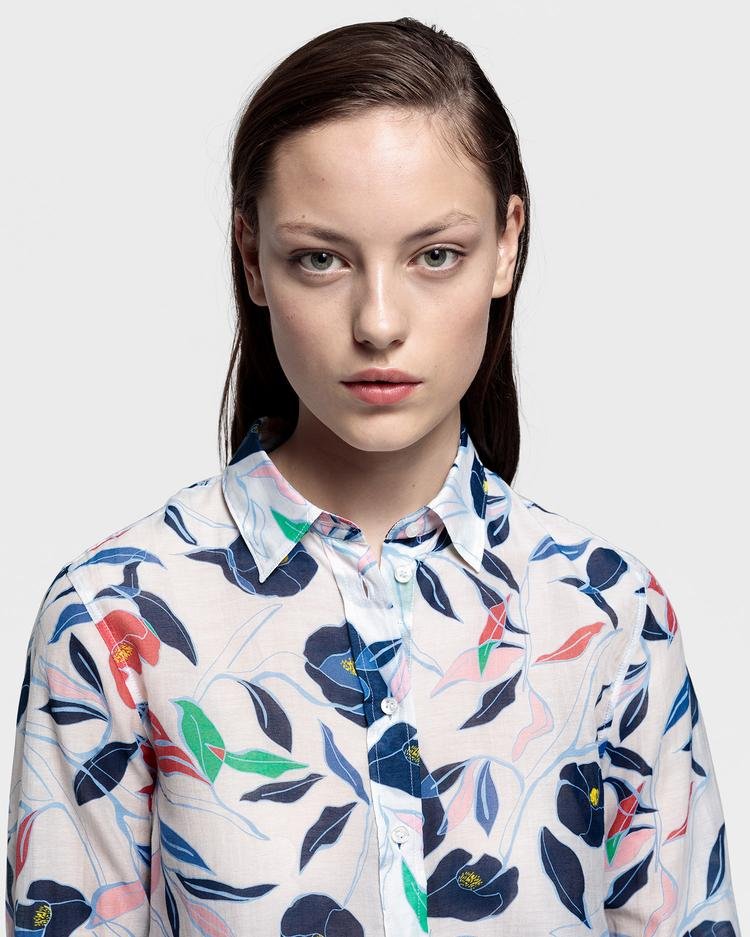 GANT Kadın Krem Floral Desenli İpek Gömlek