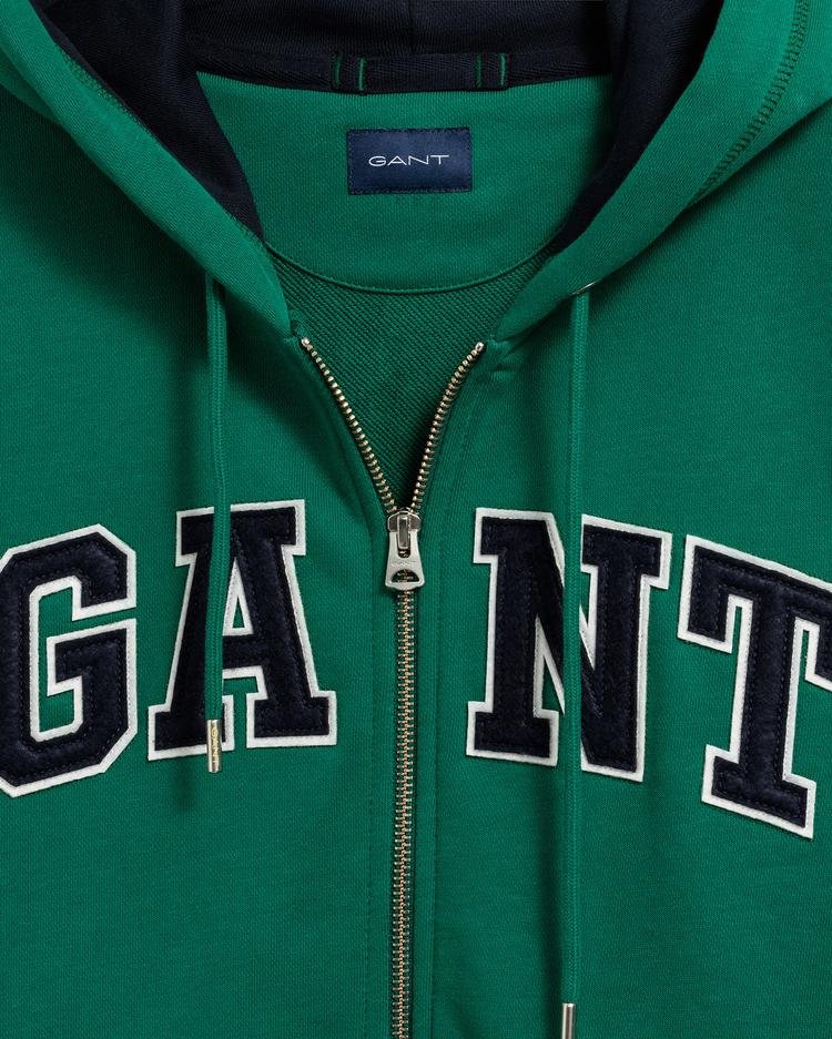 GANT Erkek Yeşil Grafik Baskılı Fermuarlı Sweatshirt