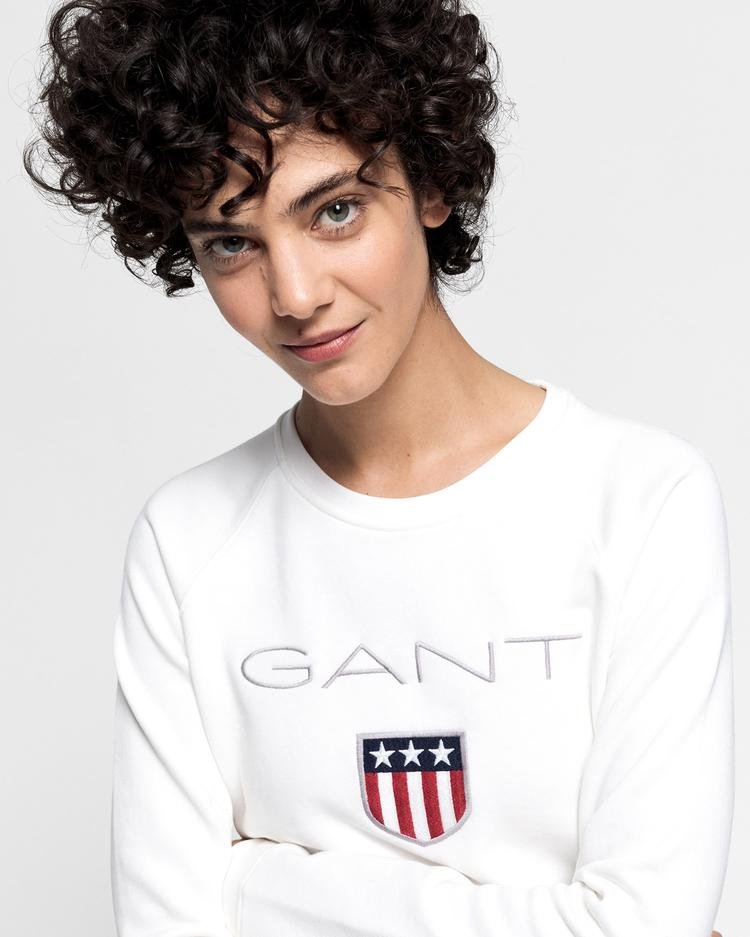 GANT Kadın Krem Rengi Logo Baskılı Sweatshirt