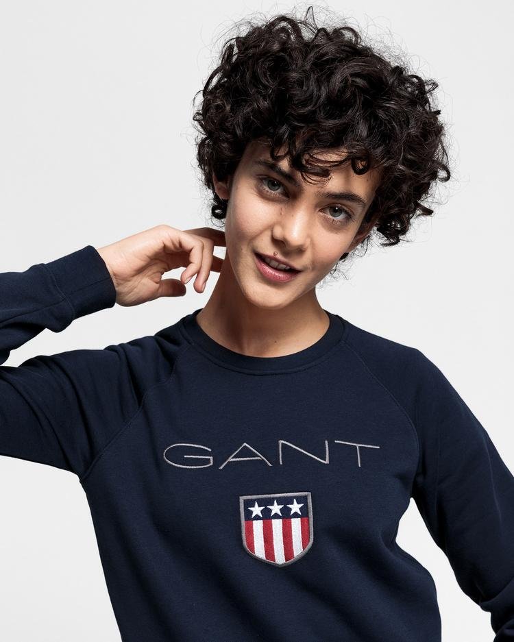 GANT Kadın Lacivert Logo Baskılı Sweatshirt
