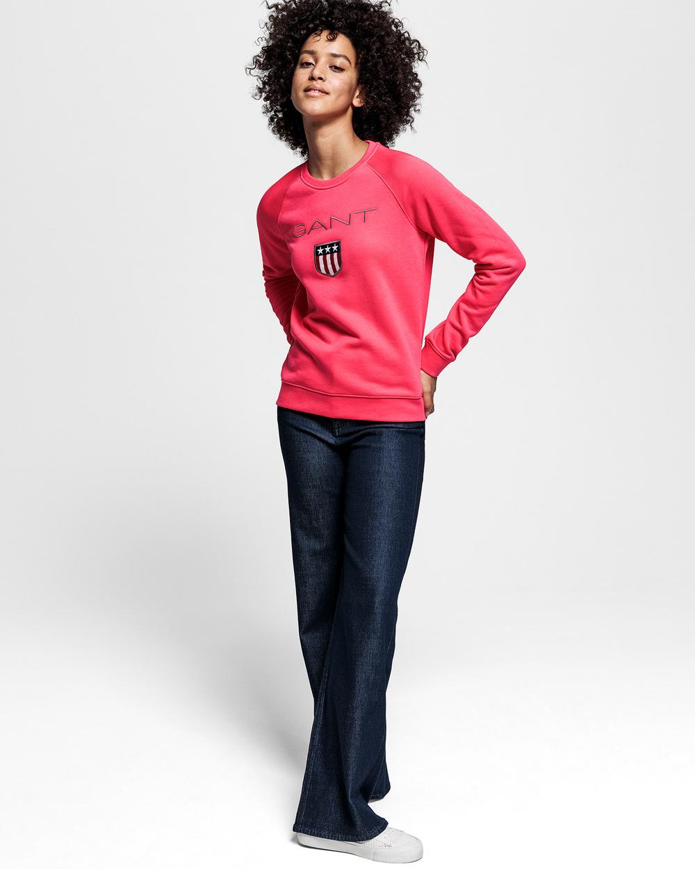 GANT Kadın Kırmızı Logo Baskılı Sweatshirt