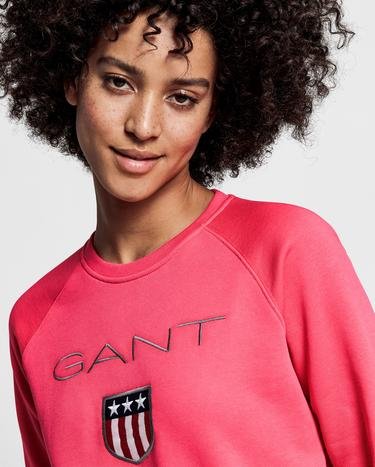 GANT Kadın Kırmızı Logo Baskılı Sweatshirt