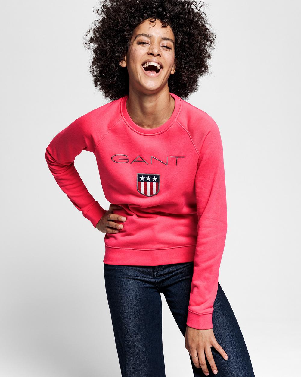 GANT Kadın Kırmızı Logo Baskılı Sweatshirt