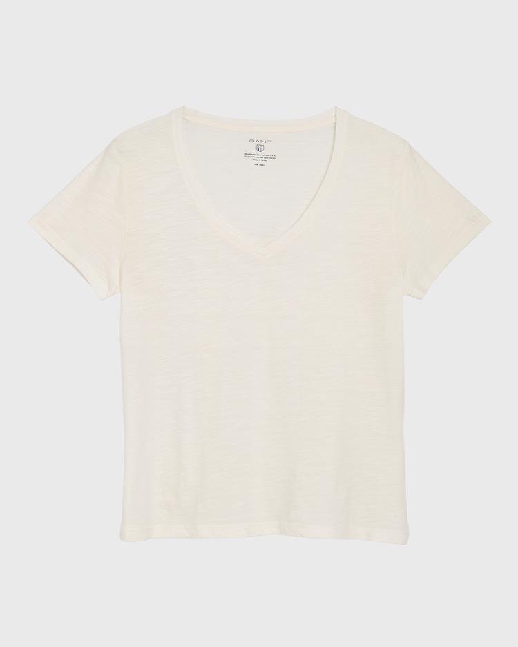 GANT Kadın Beyaz V Yaka T-Shirt