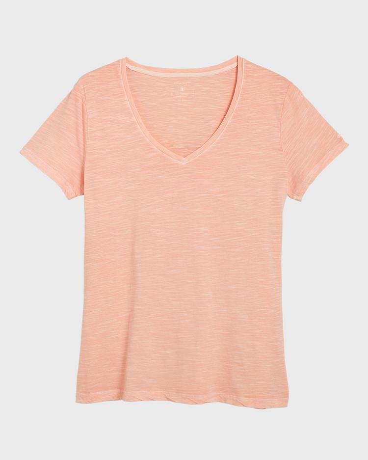 GANT Kadın Şeftali Rengi V Yaka T-Shirt