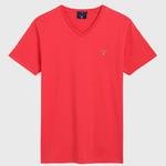 GANT Erkek Kırmızı Slim Fit V Yaka T-Shirt