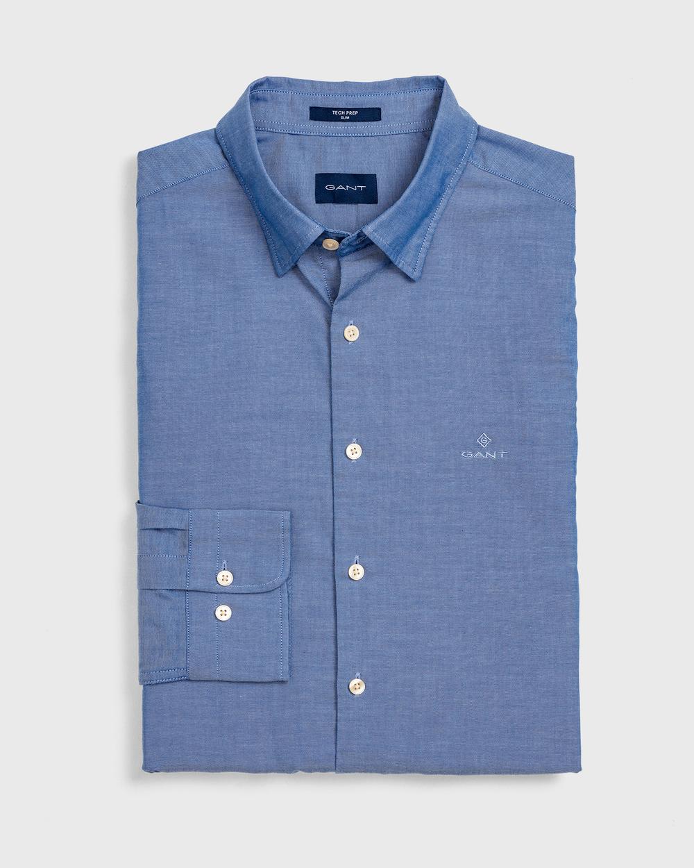 GANT Erkek Mavi Slim Fit Tech Prep Oxford Gömlek
