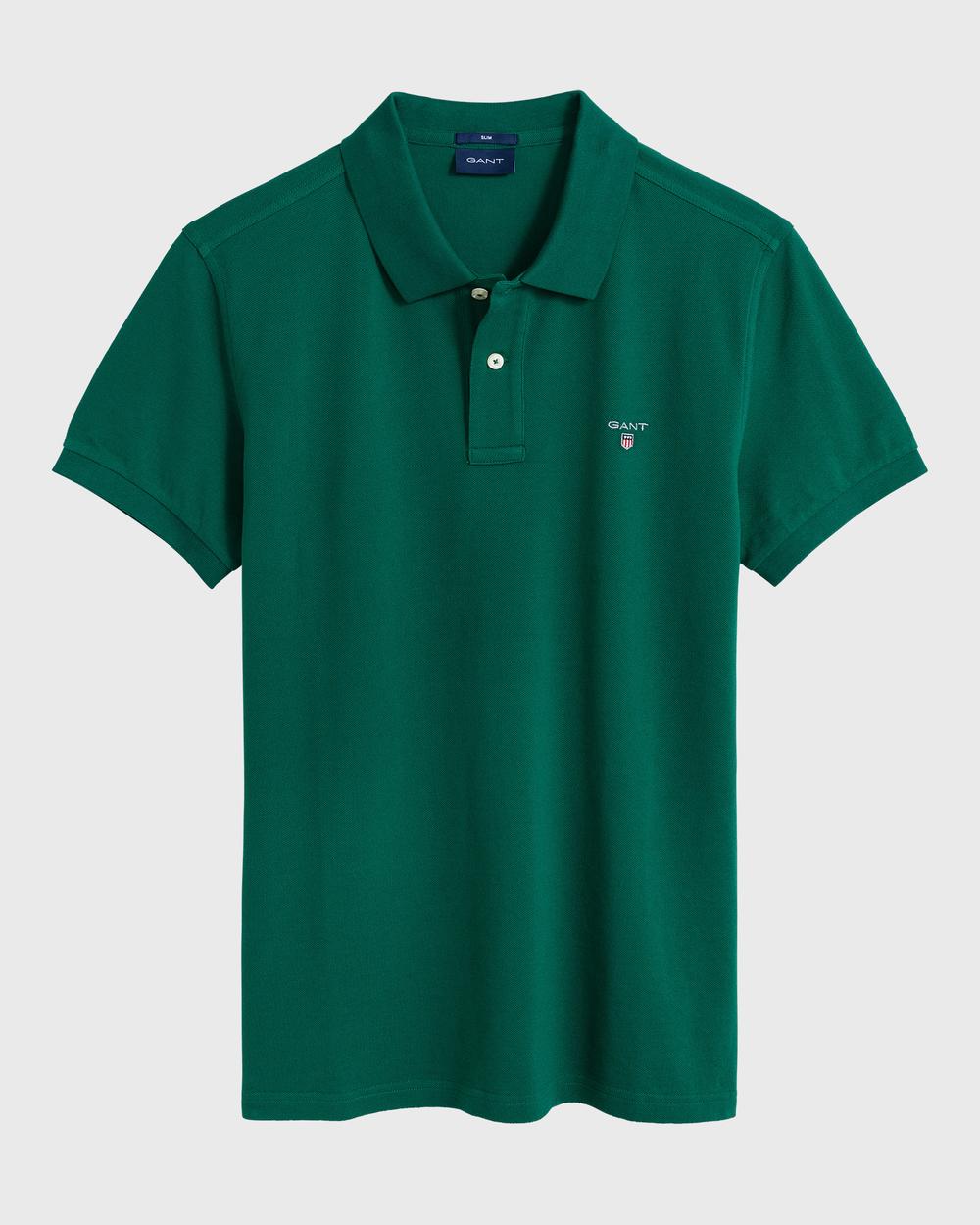 GANT Erkek Yeşil Slim Fit Pique Polo