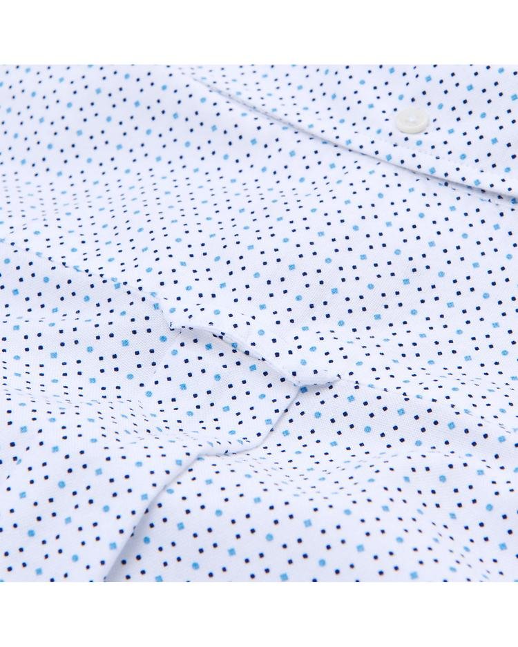 GANT Erkek Beyaz Puantiyeli Micro Dot Diamond Slim Gomlek