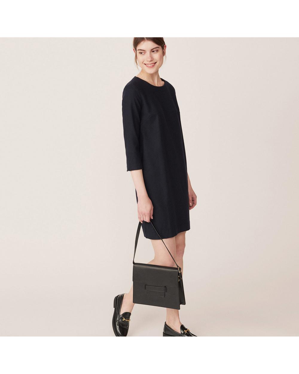 Kadın Lacivert Washable Flannel Dress Elbise