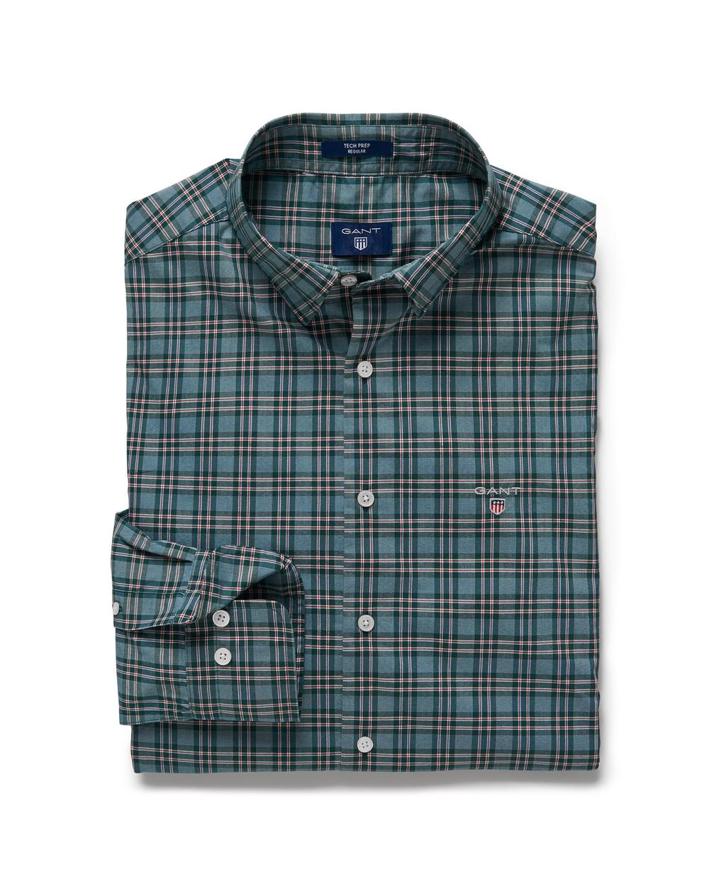 GANT Erkek Yeşil Kareli Broadcloth Check Reg Gomlek