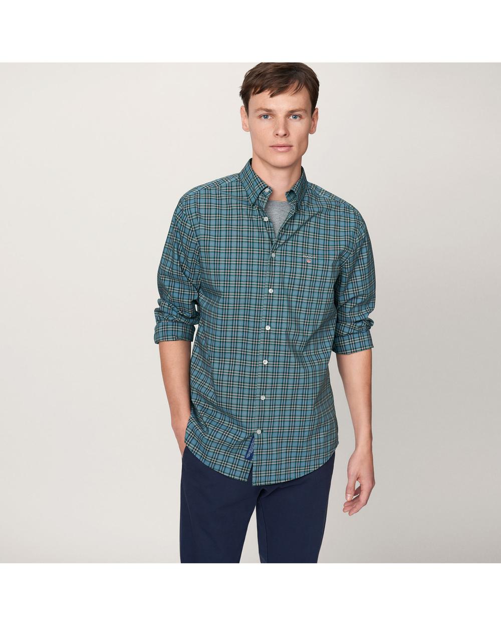 GANT Erkek Yeşil Kareli Broadcloth Check Reg Gomlek