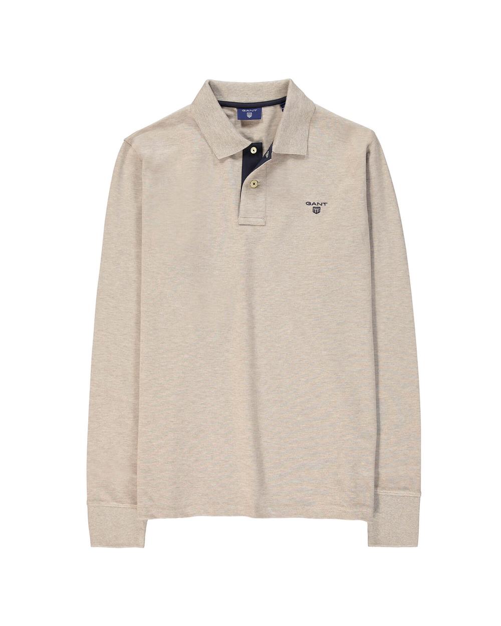 GANT Erkek Bej Original Piqué Rugger Uzun Kollu Polo Sweatshirt
