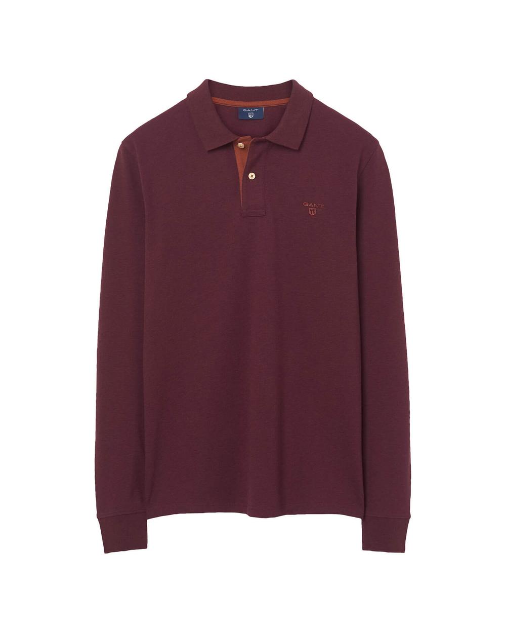 Erkek Bordo Uzun Kollu Pique Polo