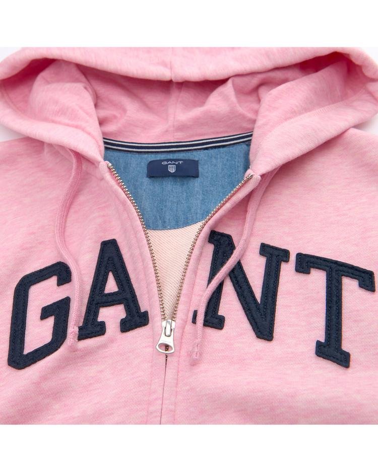 GANT Kız Çocuk Pembe Logo Full Zip Hoodie Sweatshirt