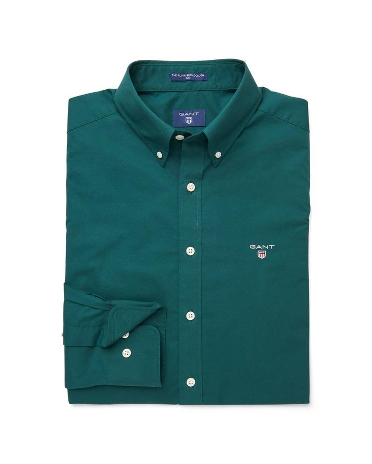 Erkek Yeşil Slim Broadcloth Gömlek