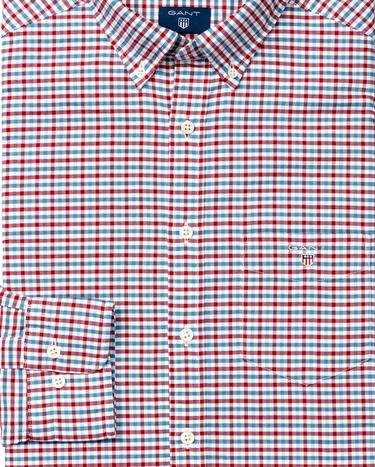Erkek Kırmızı Kareli Regular Oxford Gömlek