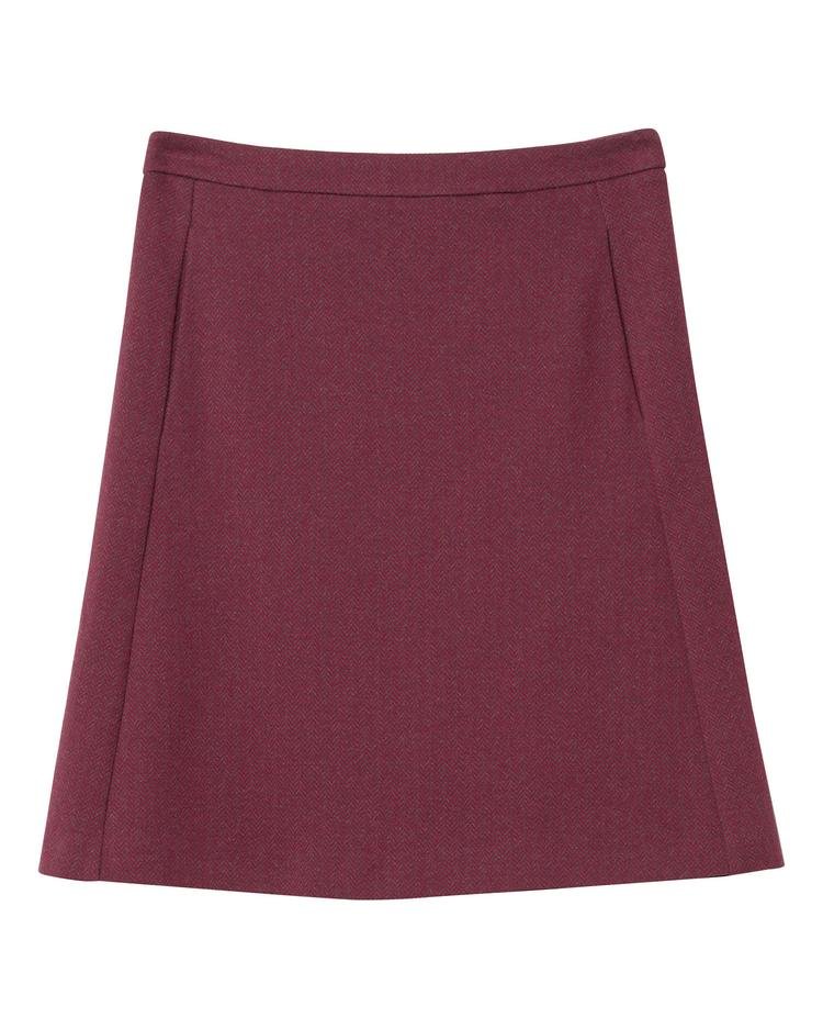 Kadın Bordo Herringbone Jersey Skirt Etek