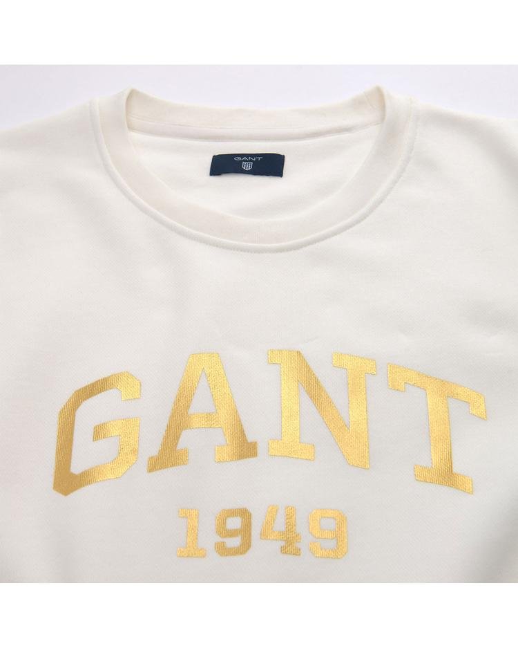 GANT Kadın Beyaz Gold Logolu Sweatshirt