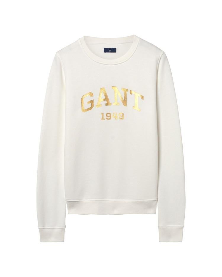GANT Kadın Beyaz Gold Logolu Sweatshirt