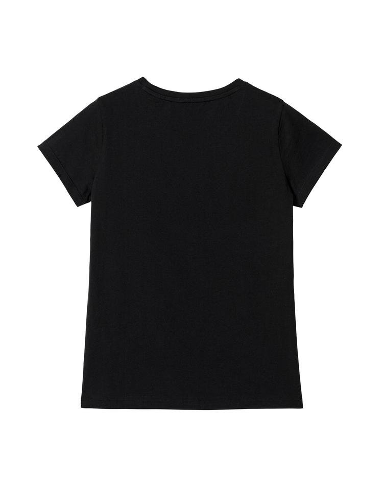 Kadın Siyah Arch Logo Cap Sleeve Tshirt
