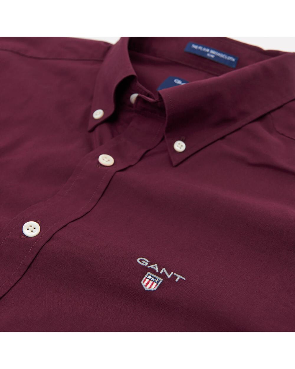 Erkek Bordo Slim Broadcloth Gömlek