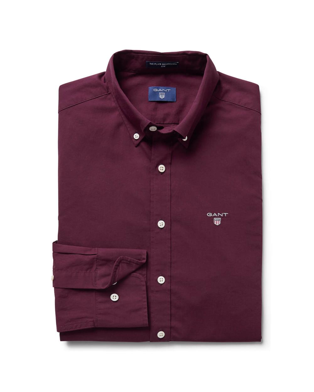 Erkek Bordo Slim Broadcloth Gömlek