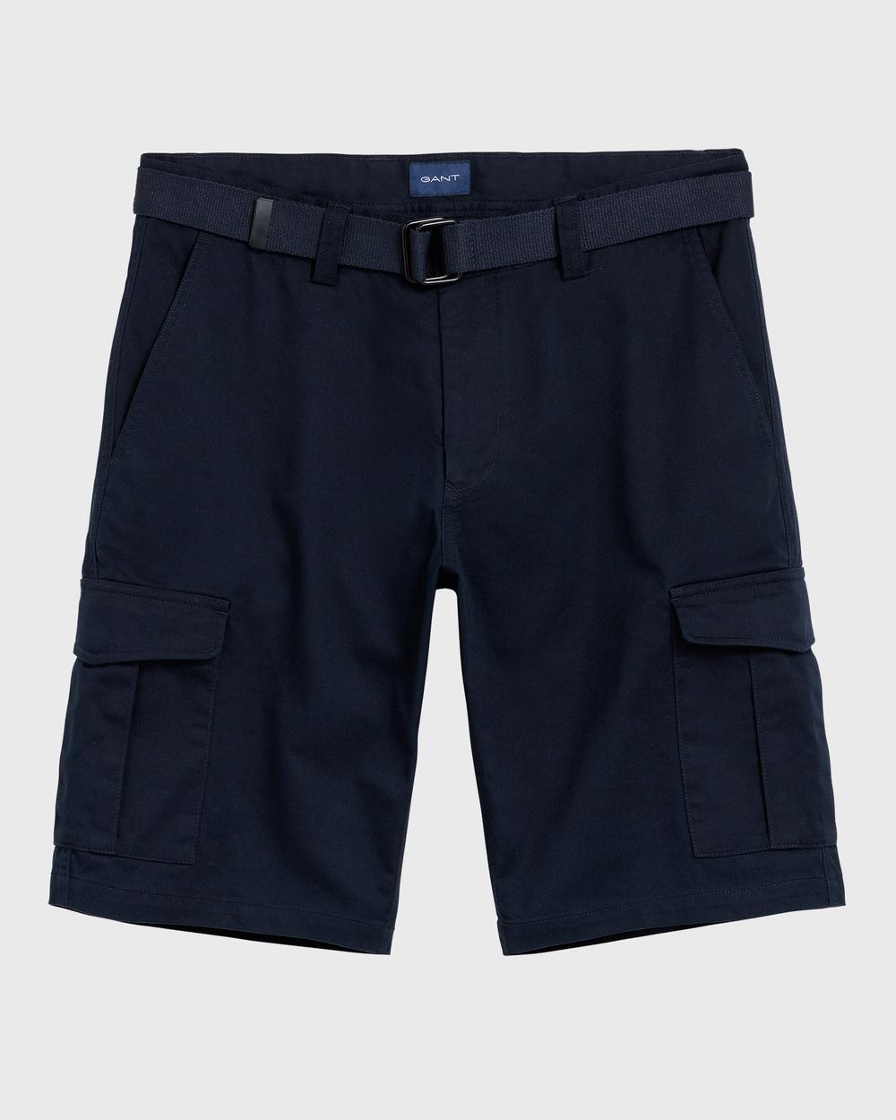 GANT Erkek Lacivert Relaxed Fit Tech Prep Kemerli Şort