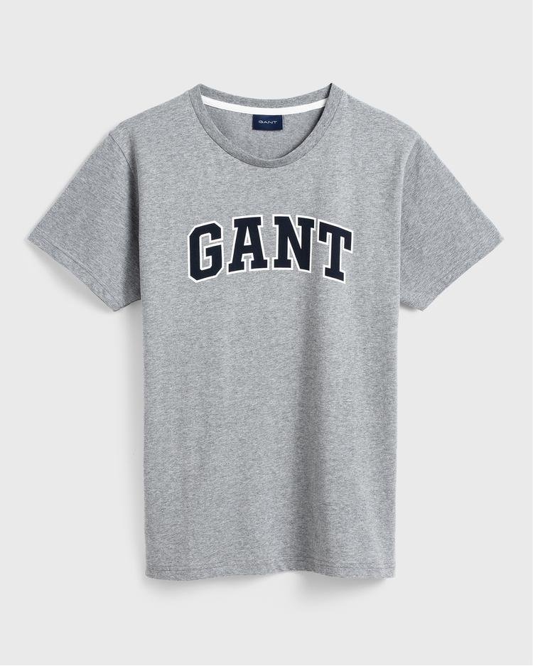 GANT Erkek Gri Melanj Grafik Baskılı T-Shirt