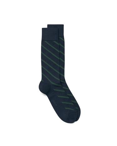 Erkek Yeşil Çizgili Lacivert Çorap