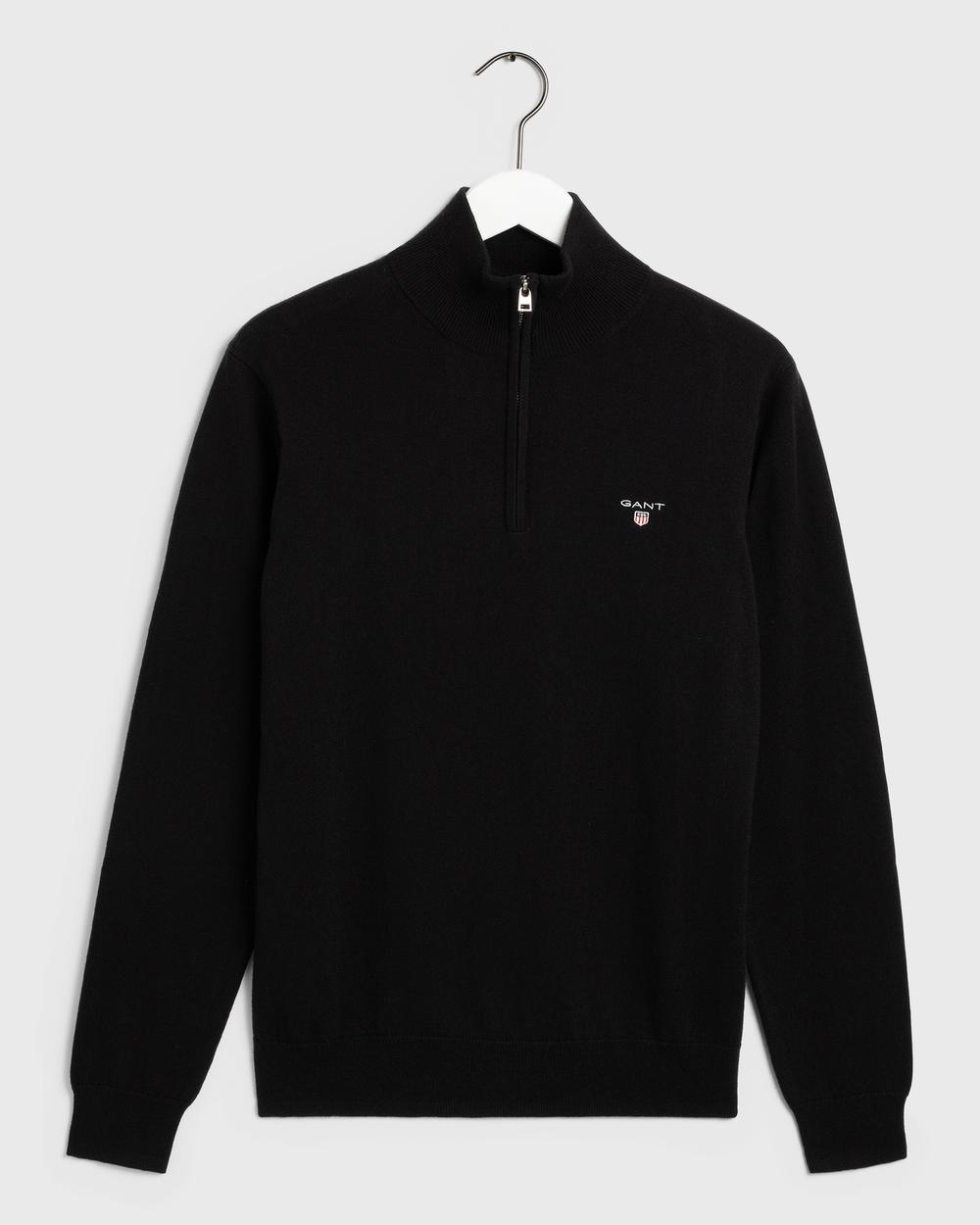 GANT Erkek Siyah Regular Fit Yünlü Triko Süveter
