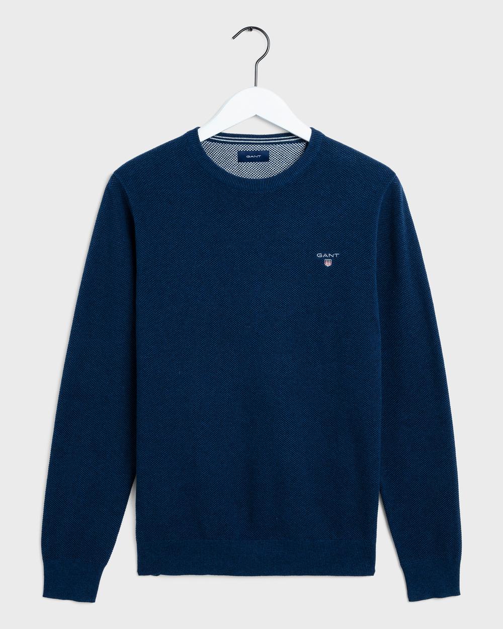 GANT Erkek Mavi Regular Fit Triko Kazak