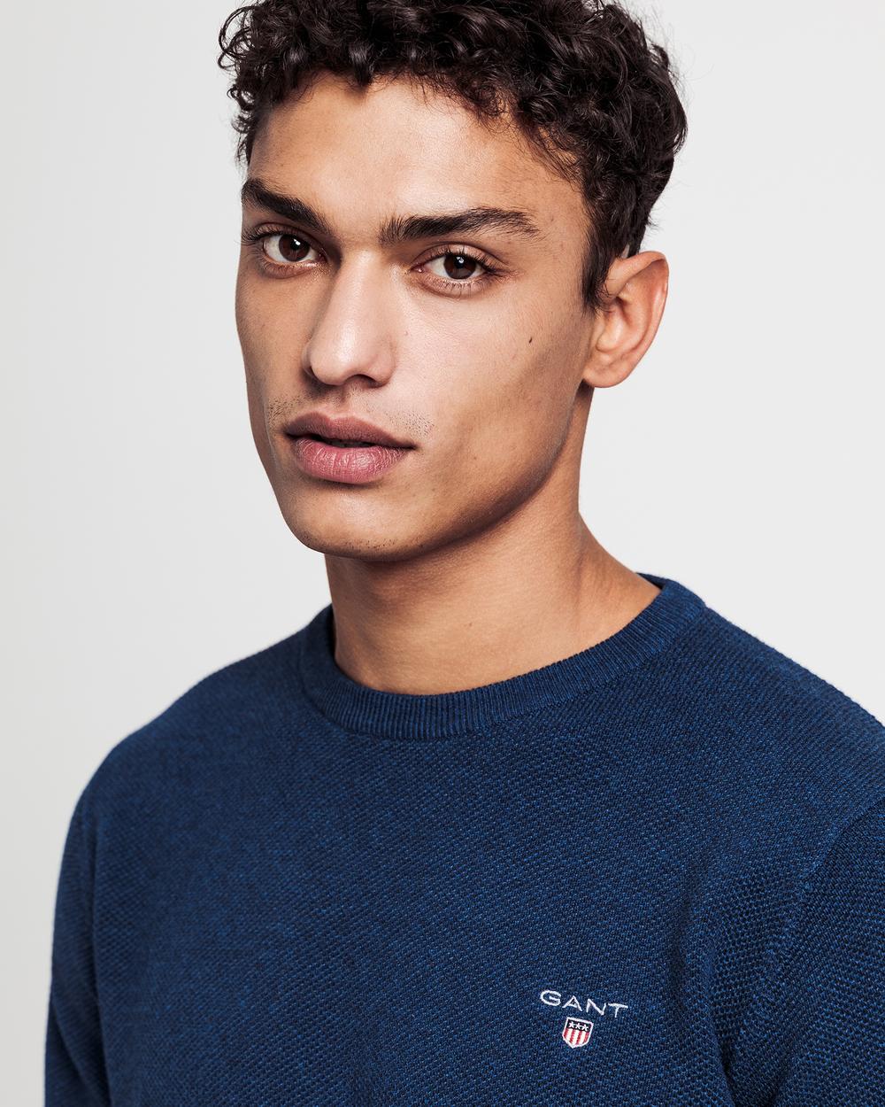 GANT Erkek Mavi Regular Fit Triko Kazak