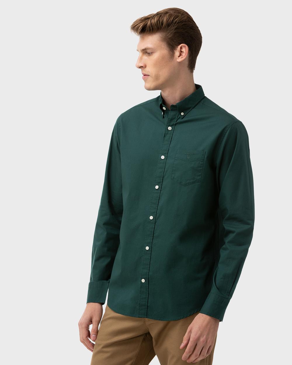 Erkek Yeşil Regular Fit Twill Gömlek