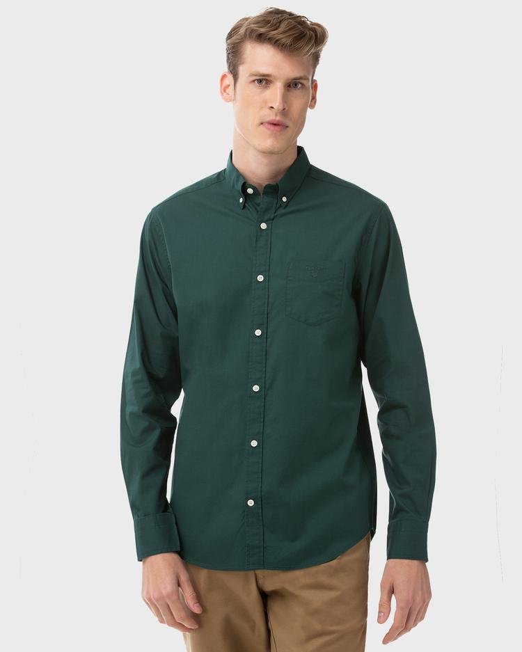 Erkek Yeşil Regular Fit Twill Gömlek