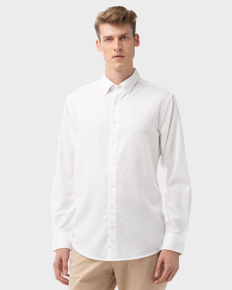 Erkek Tech Prep Beyaz Regular Oxford Gömlek