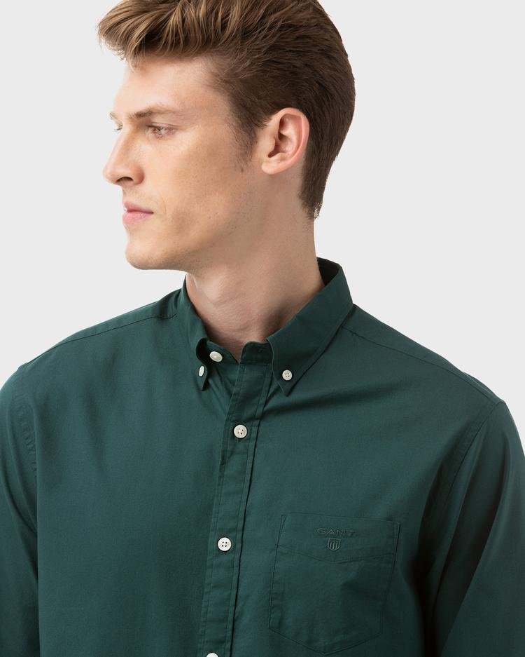 Erkek Yeşil Regular Fit Twill Gömlek
