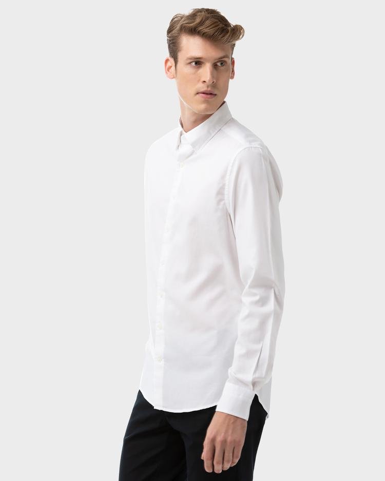 GANT Erkek Beyaz Slim Fit Tech Prep Oxford Gömlek