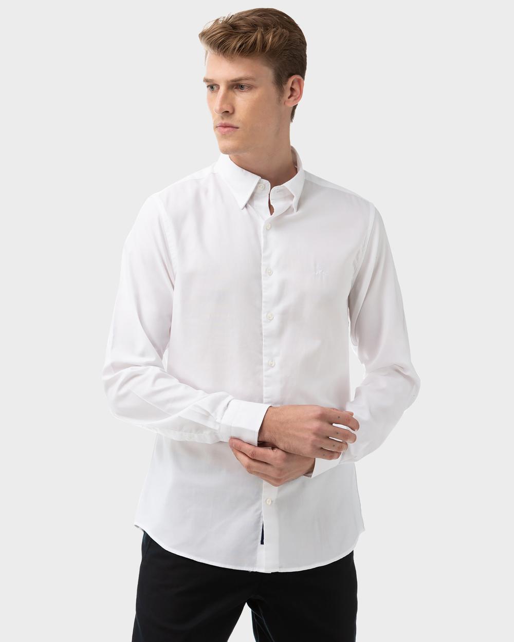 GANT Erkek Beyaz Slim Fit Tech Prep Oxford Gömlek