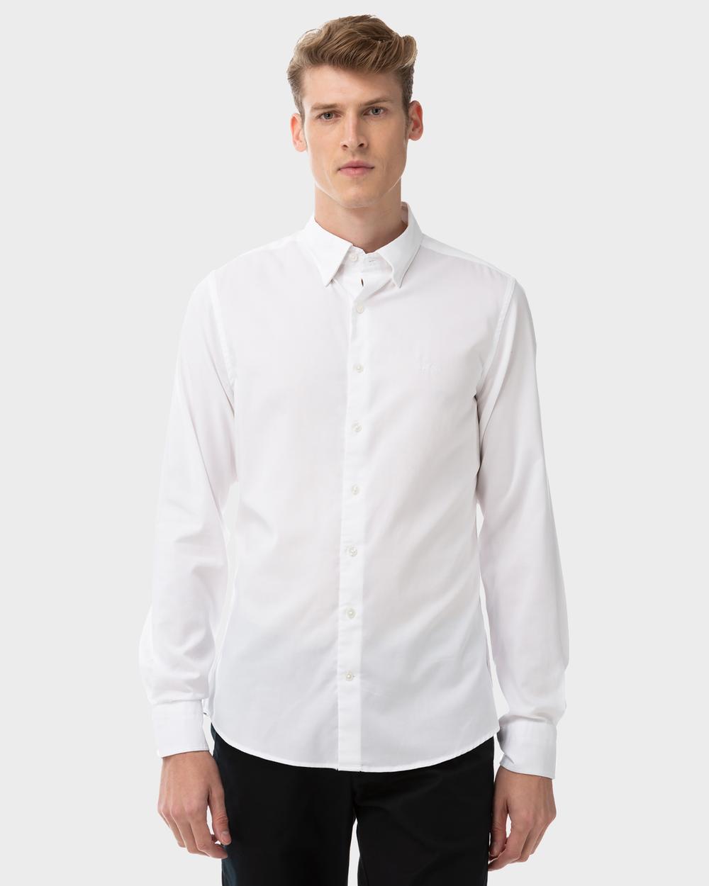 GANT Erkek Beyaz Slim Fit Tech Prep Oxford Gömlek