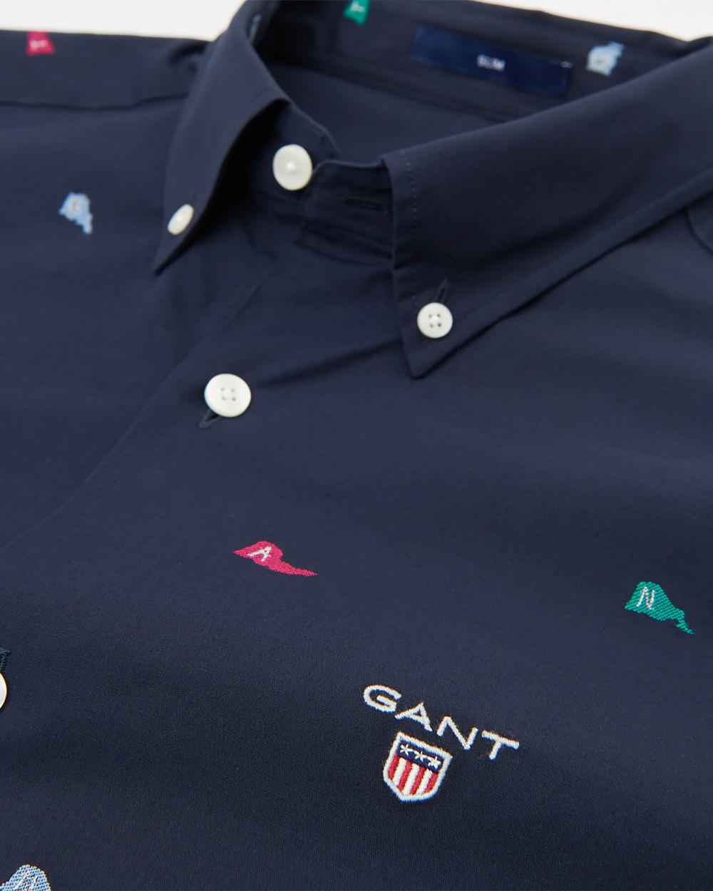 GANT Erkek Lacivert Slim Fit Gömlek