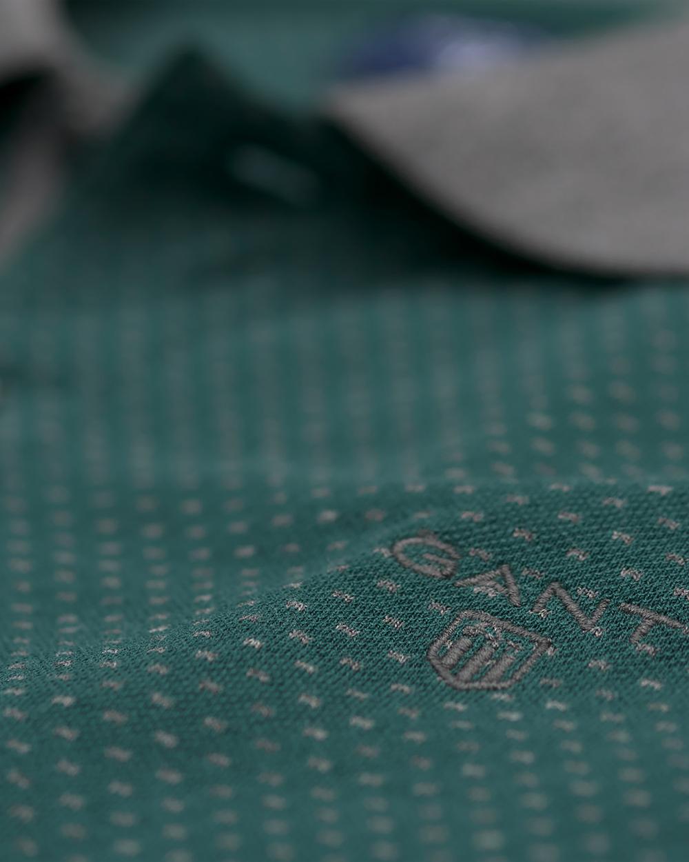 Erkek Yeşil Puantiyeli  Jacquard Rugger Polo